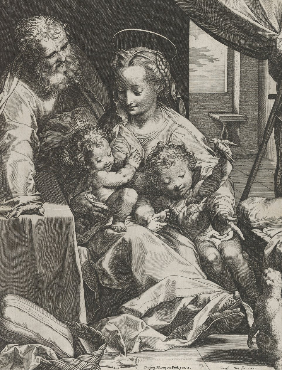 Den heliga familjen, 1577. av Cornelis Cort