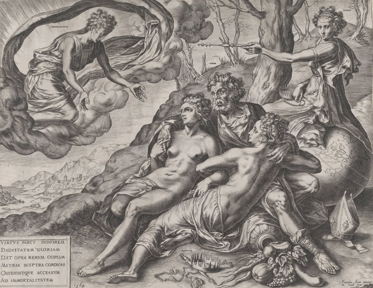 Dygdens odödliga belöningar, 1564. av Cornelis Cort