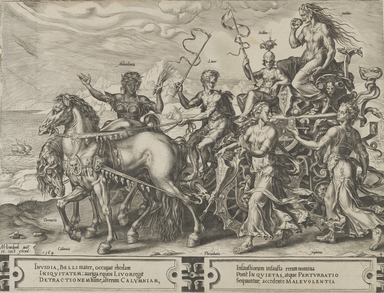 The Triumph of Envy, från The Cycle of the Vicissitudes of Human Affairs, plåt 4, 1564. av Cornelis Cort