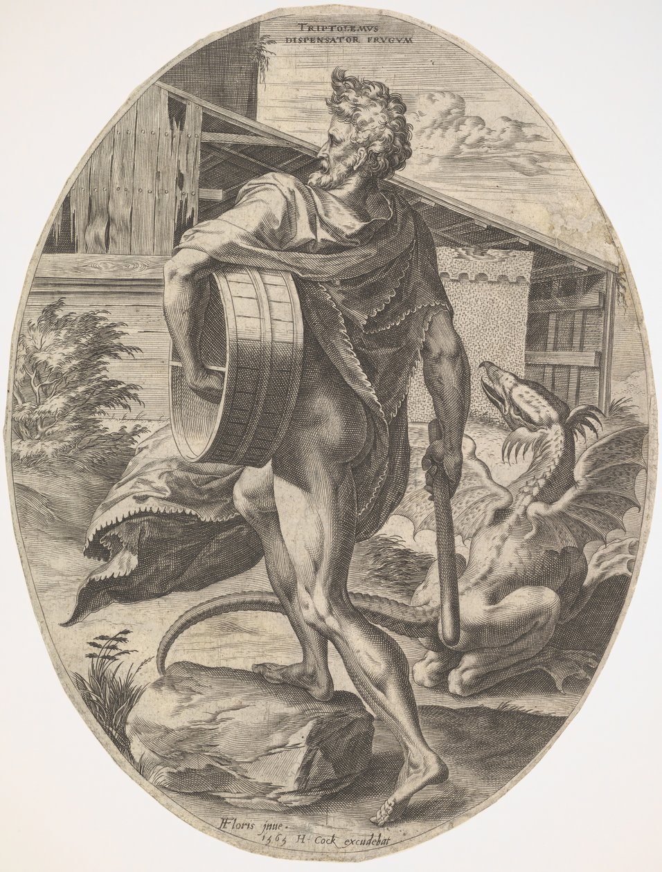 Triptolemus från The Rural Gods, 1565. av Cornelis Cort