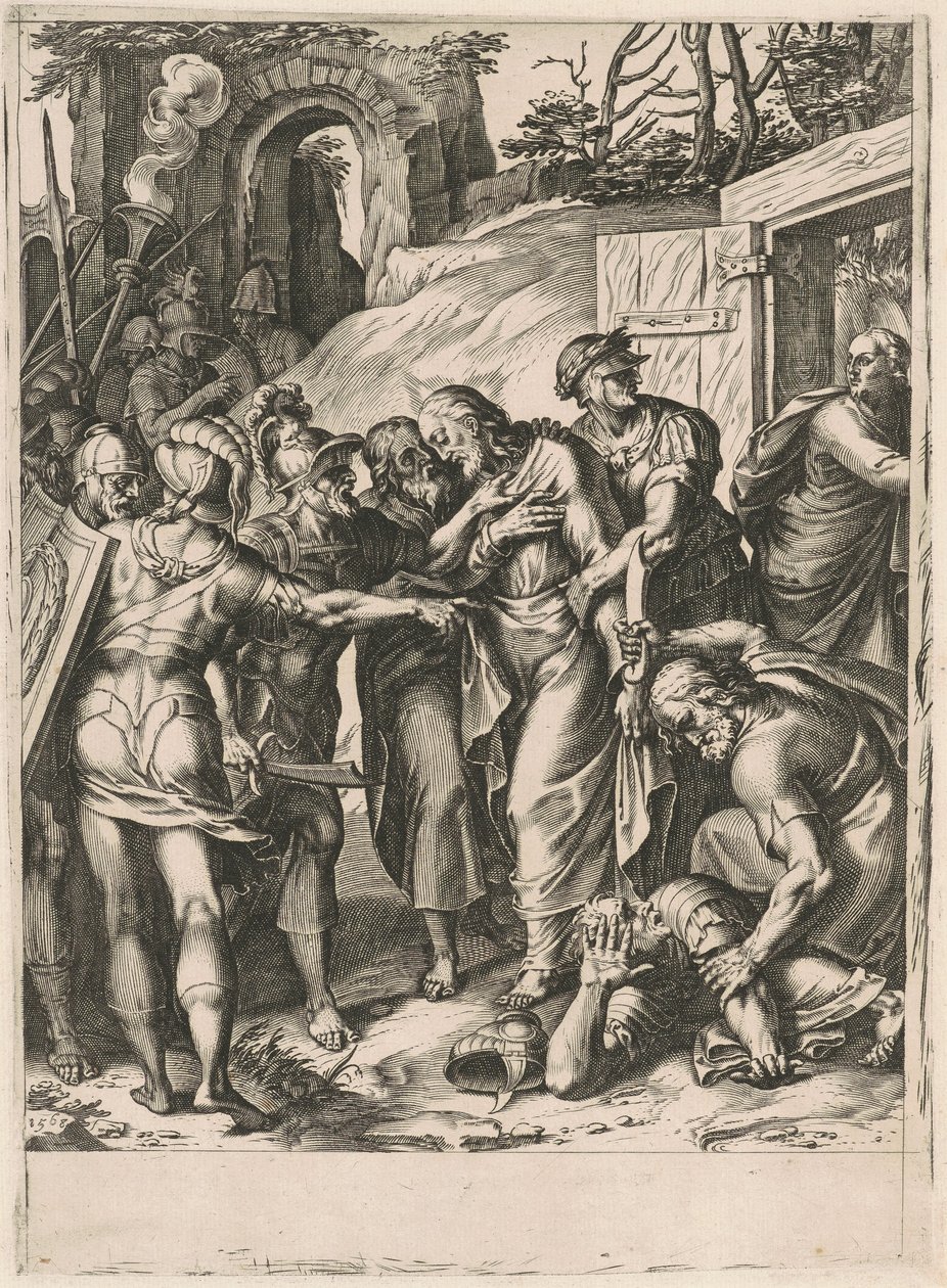 Kristi förräderi av Cornelis Cort, after Girolamo Muziano
