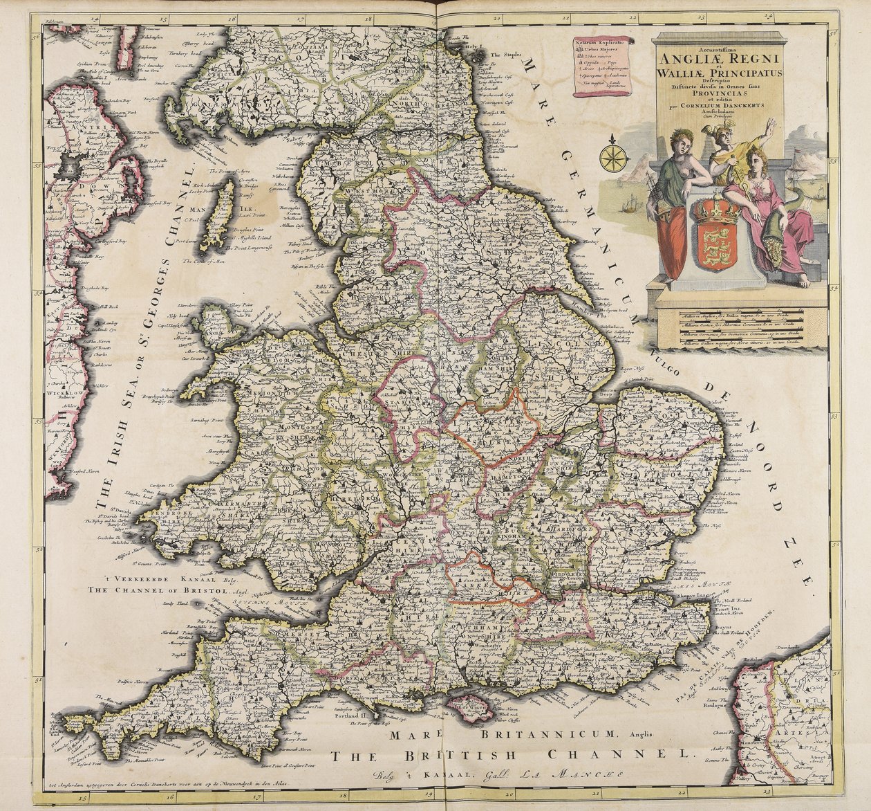 En mest exakt beskrivning av kungariket England och furstendömet Wales av Cornelis Danckerts