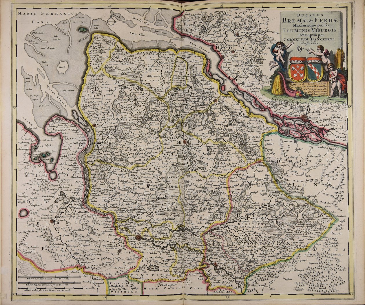 Ducatus Bremae amp; Ferdae maximaeque partis fluminis Visurgis descriptio av Cornelis Danckerts