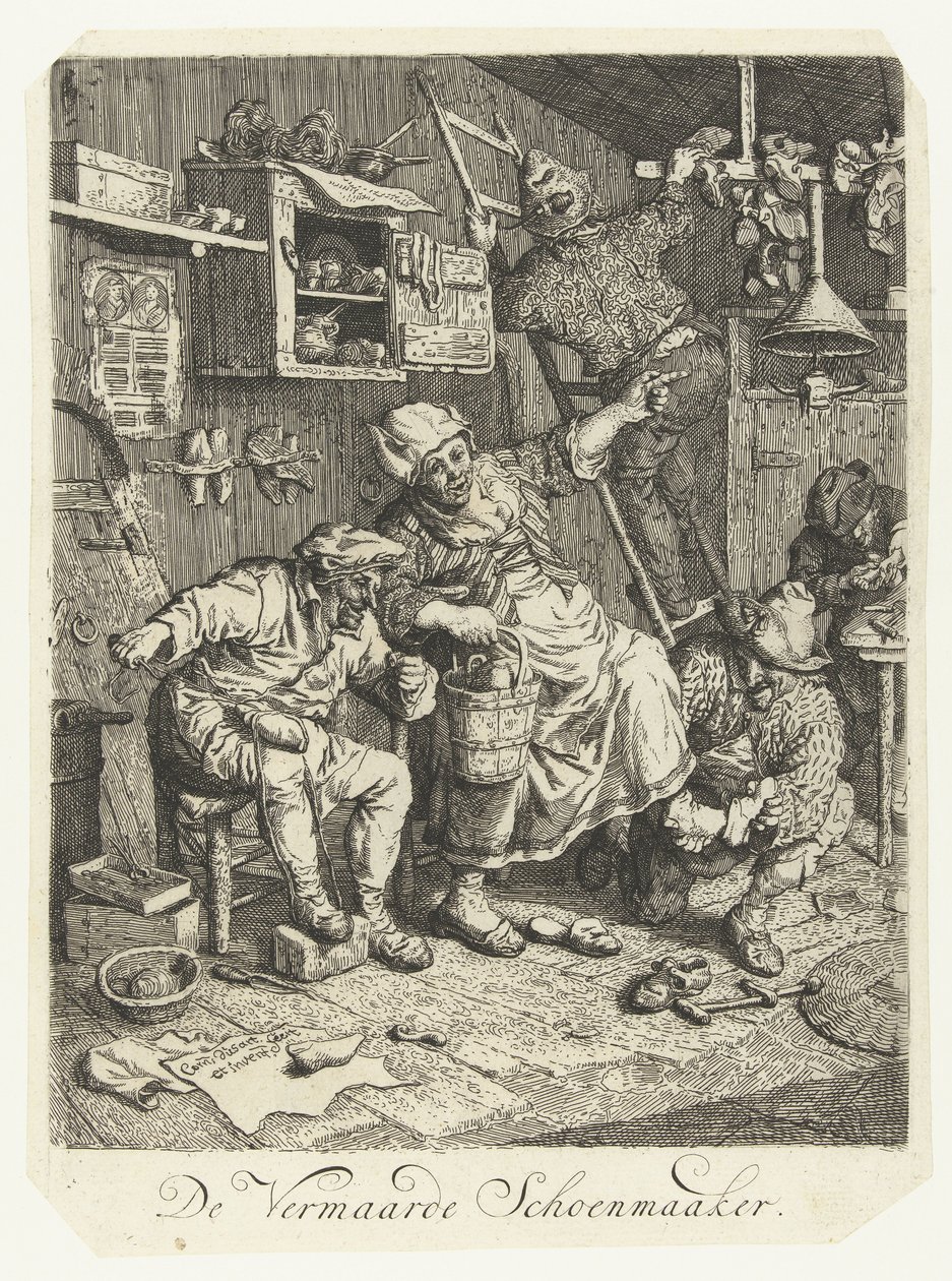 Den berömda skomakaren The Famous Shoemaker (titel på objekt) av Cornelis Dusart