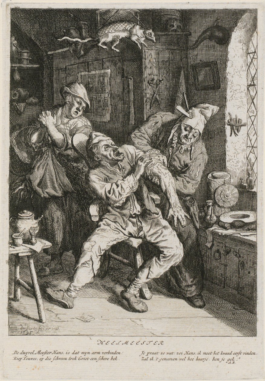 Helare, blad 2 i en serie med tre genrescener av Cornelis Dusart