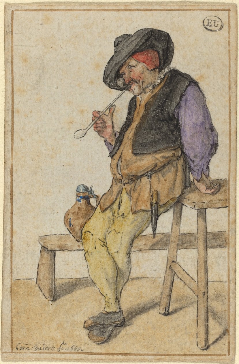 Bonde som röker av Cornelis Dusart
