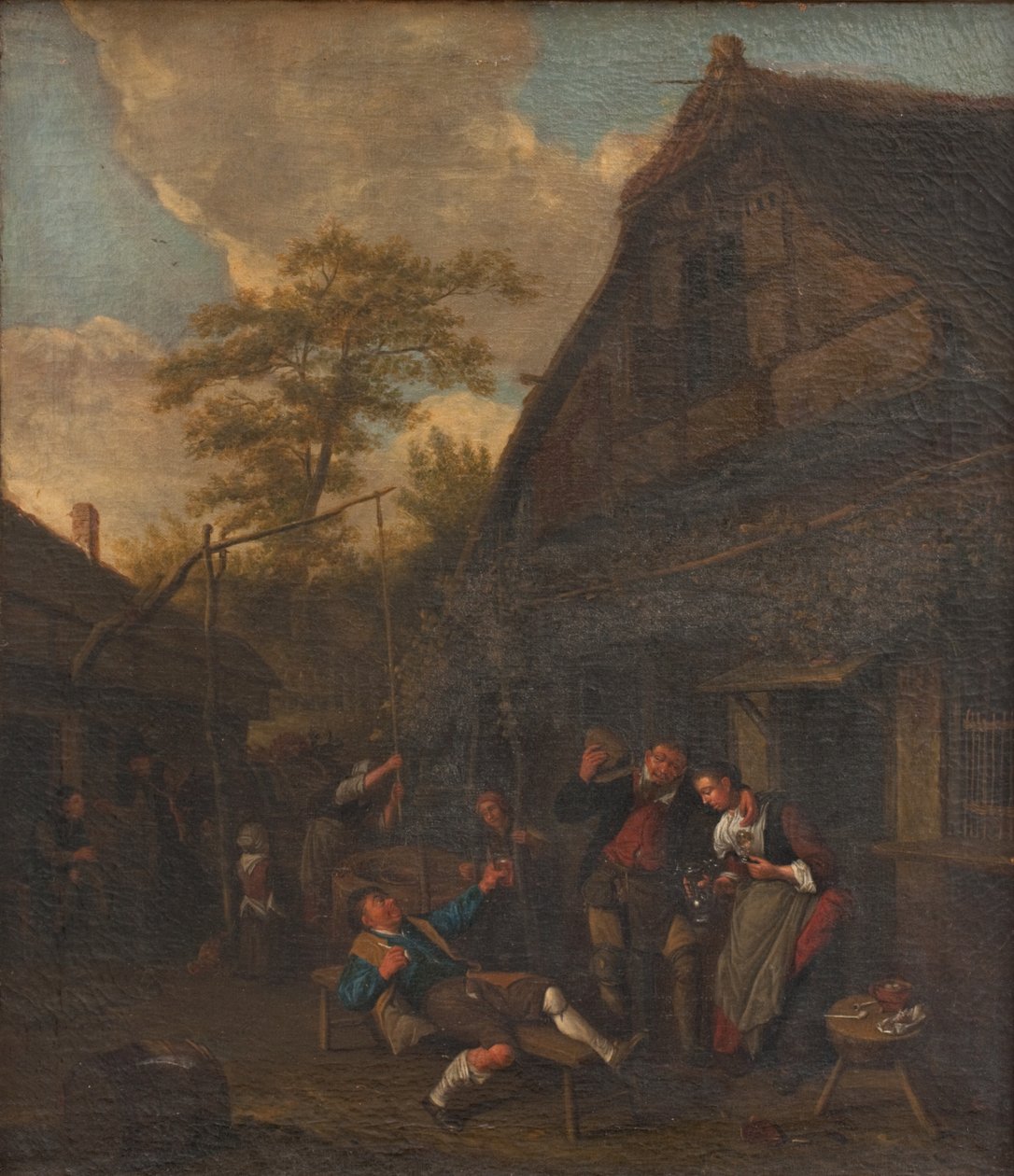 Bönder utanför ett värdshus av Cornelis Dusart