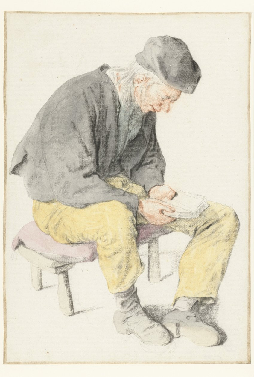 Sittande Man Läser, Högervänd Sittande man med en bok, vänd åt höger av Cornelis Dusart