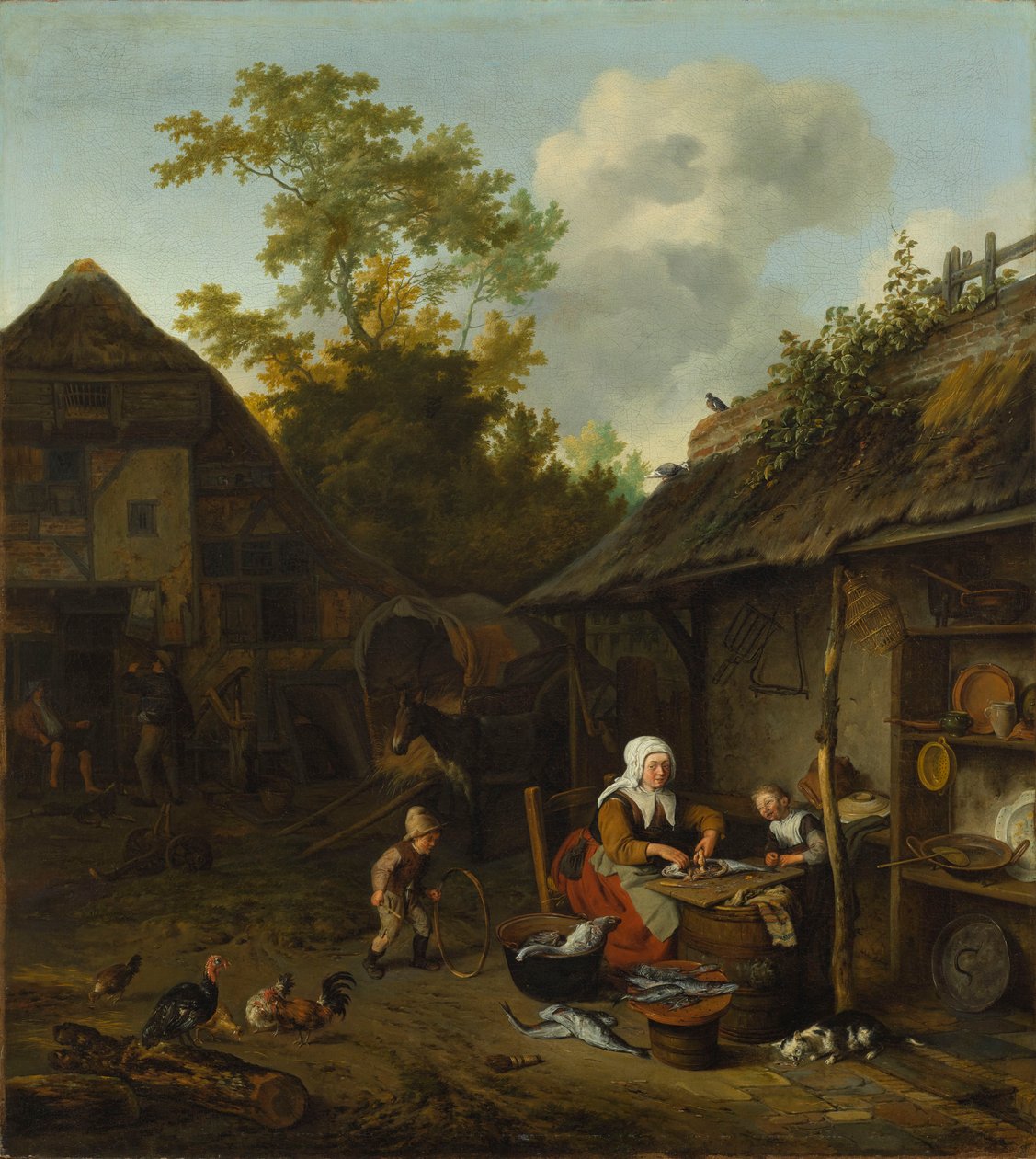 Fjällning av fisk av Cornelis Dusart