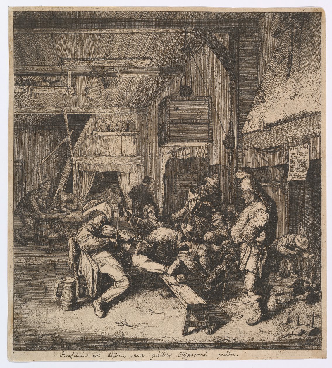 Violinspelaren sitter i värdshuset, 1685. av Cornelis Dusart