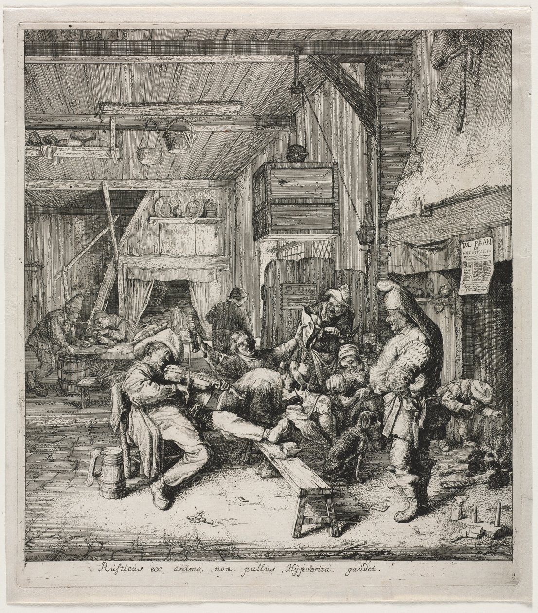 Fiolspelare som sitter i värdshuset av Cornelis Dusart