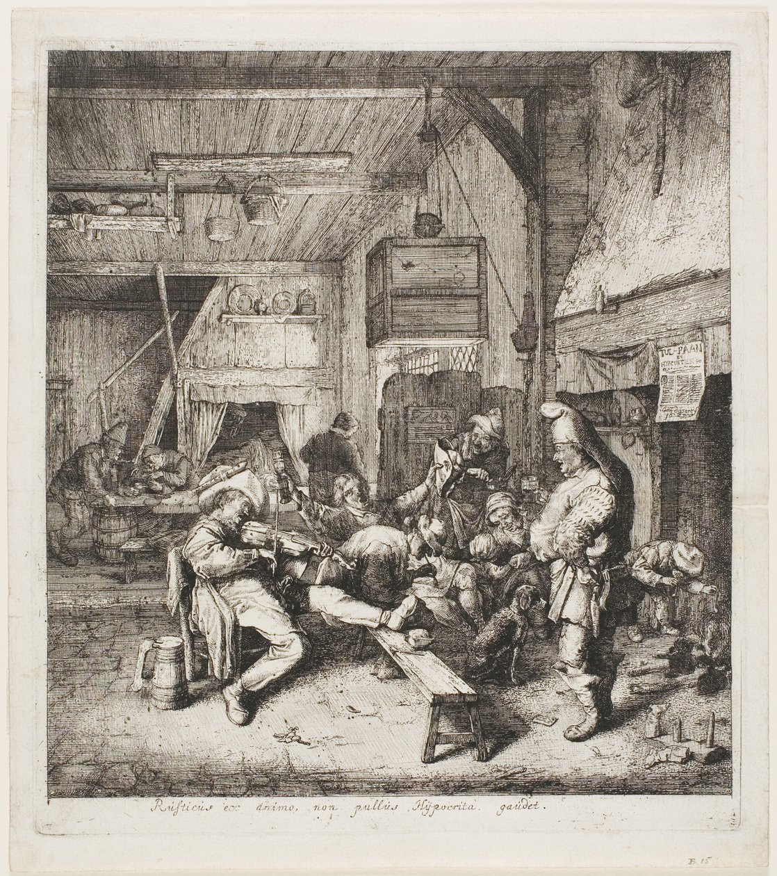 Fiolspelare som sitter i värdshuset av Cornelis Dusart