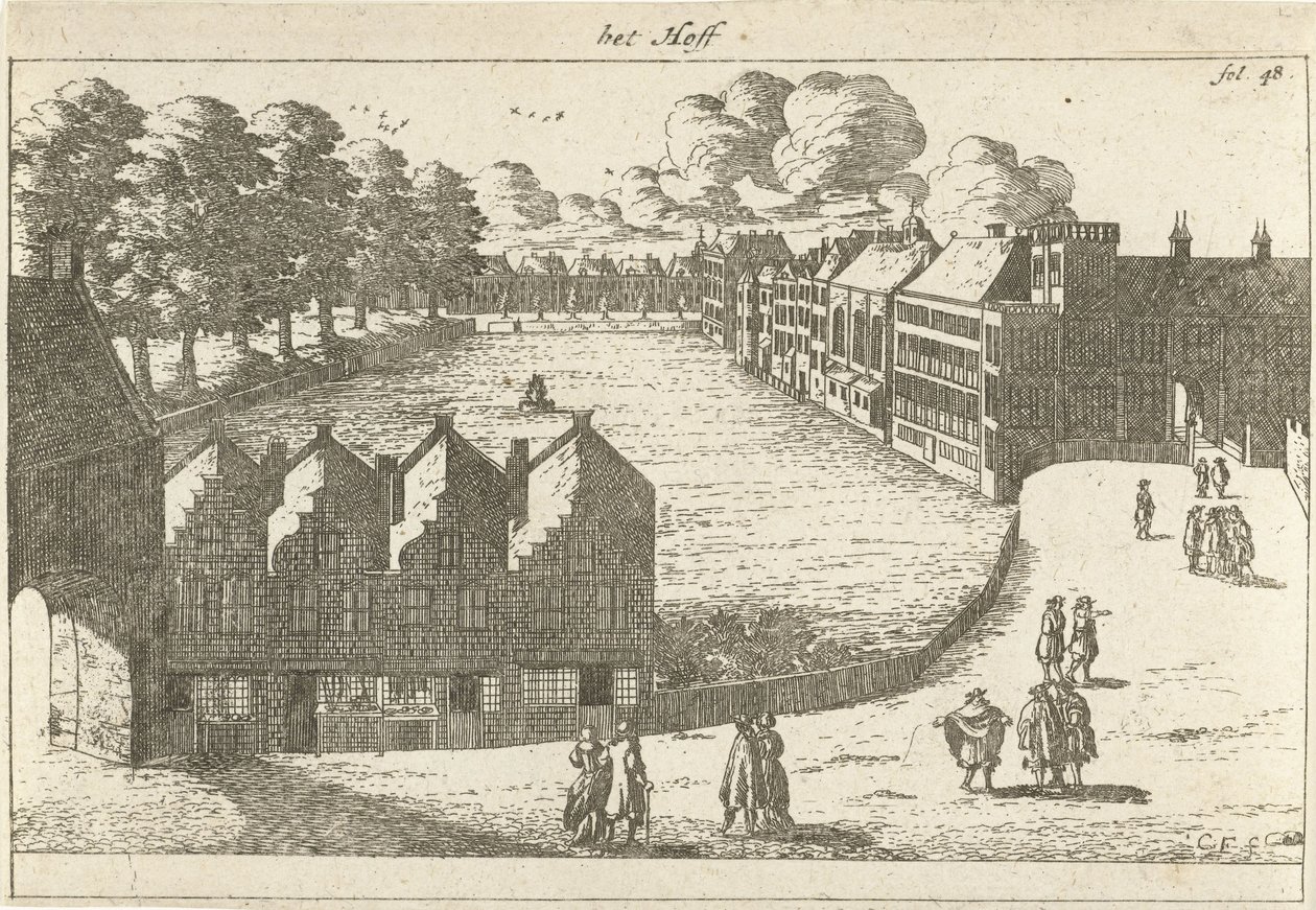 Utsikt över Buitenhof the Hoff (titel på objekt) av Cornelis Elandts