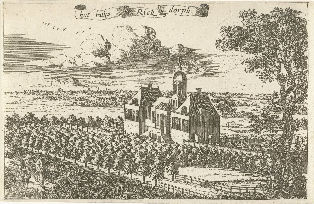 Hus på landet i Rijksdorp huset Rick Dorph (titel på objekt) av Cornelis Elandts