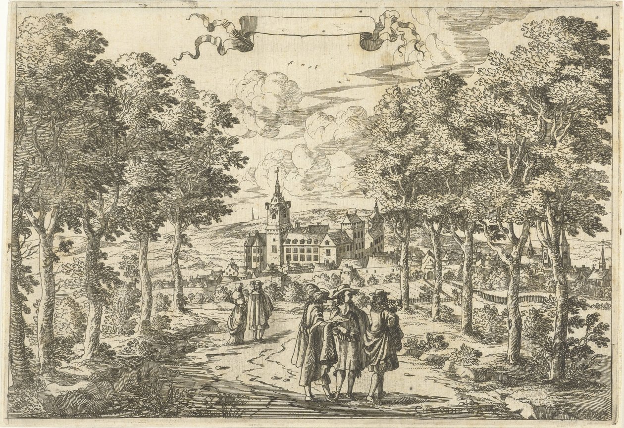 Vandrare och ett slott av Cornelis Elandts