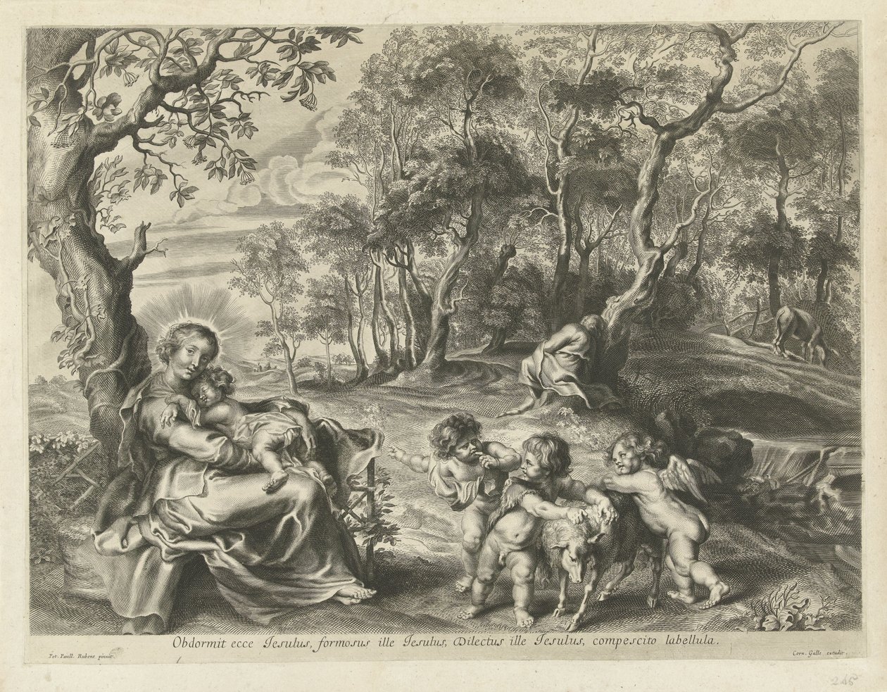 Vila på flykten till Egypten av Cornelis Galle (I) (possibly)
