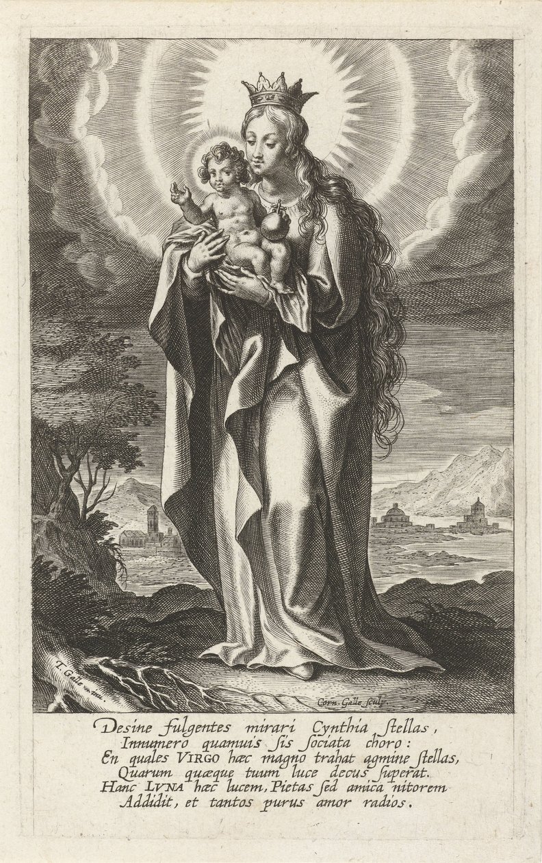 Krönt Maria och barn av Cornelis Galle (I)