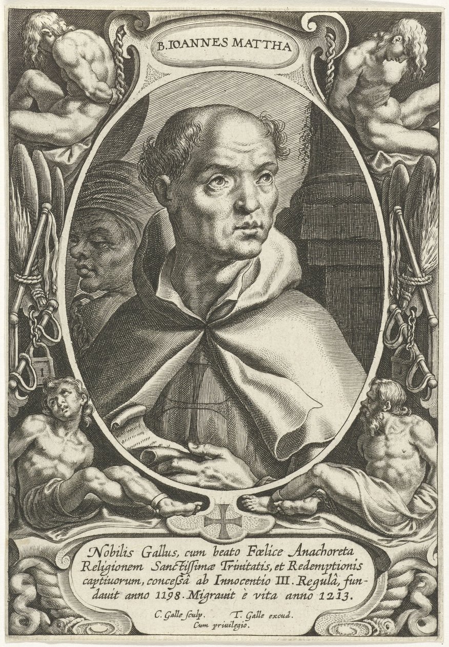 Sankt Johannes av Matha B. Ioannes Mattha (titel på objekt) Grundare av de religiösa orden (serietitel) av Cornelis Galle (I)