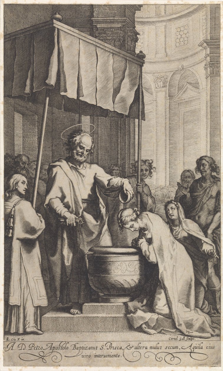 Petrus döper den heliga Prisca av Rom av Cornelis Galle (I)