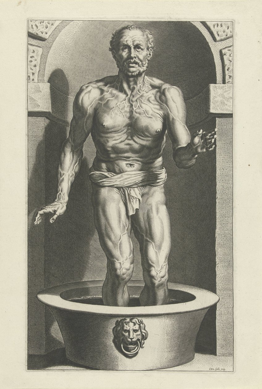 Seneca står, med fötterna i badet av Cornelis Galle (I)
