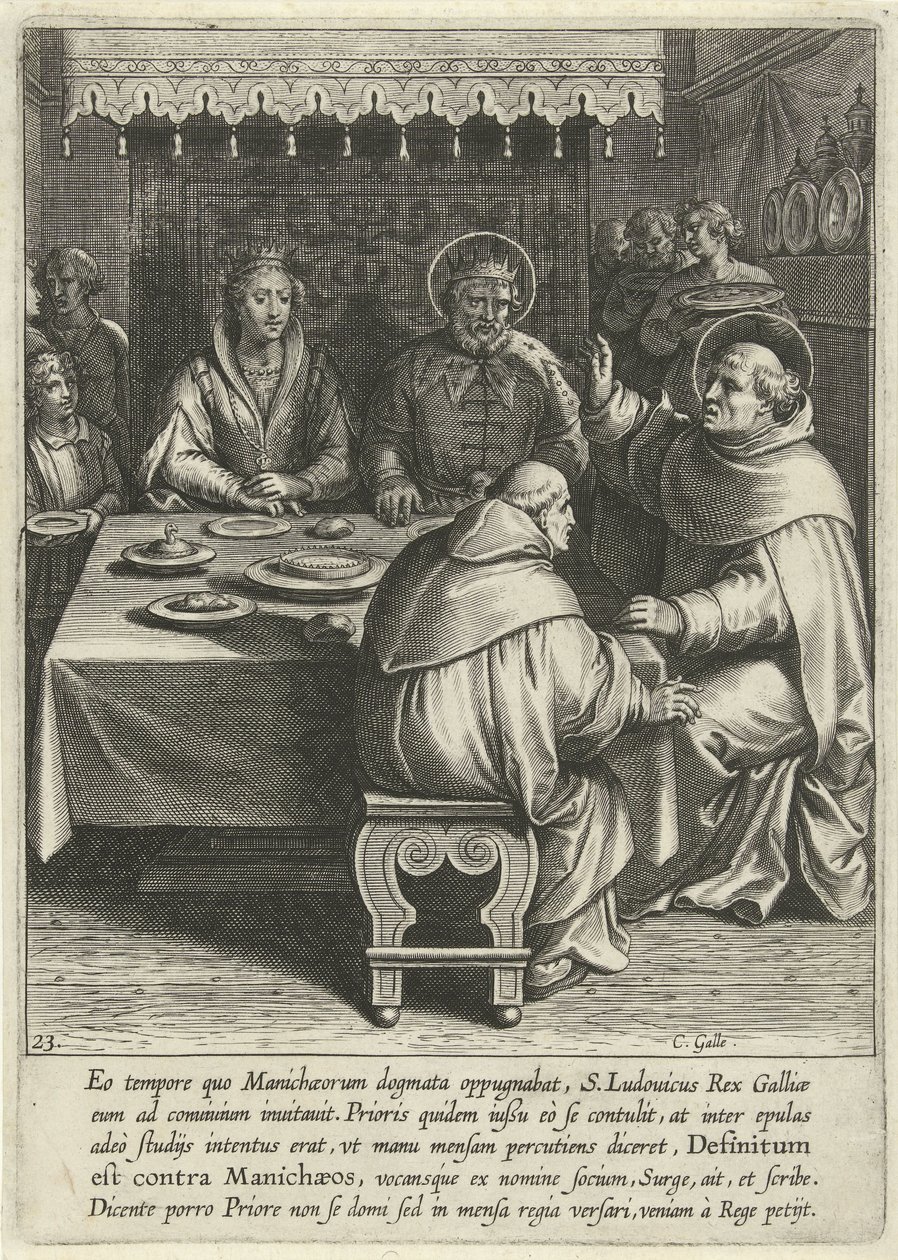 Thomas vid hovet hos kung Ludvig av Frankrike The Life of Saint Thomas Aquinas (serietitel) av Cornelis Galle (I)