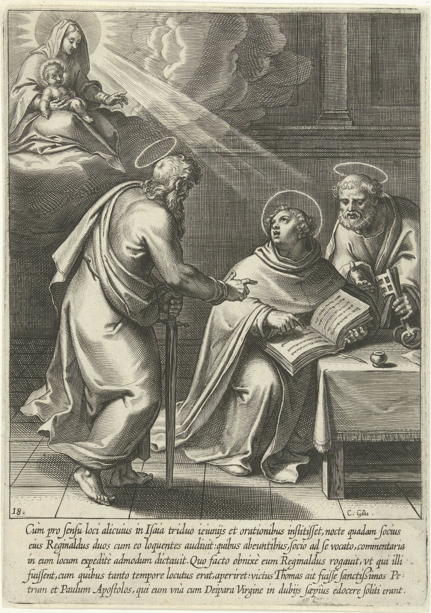 Thomas undervisades av Peter och Paul The Life of Saint Thomas Aquinas (serietitel) av Cornelis Galle (I)