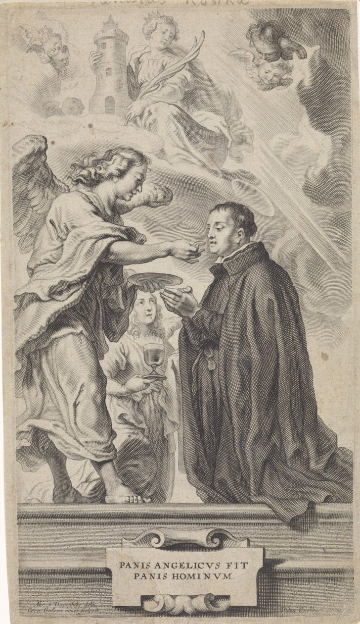 Kommunion av H. Stanislaus Kostka (?) med en ängel av Cornelis Galle (II)