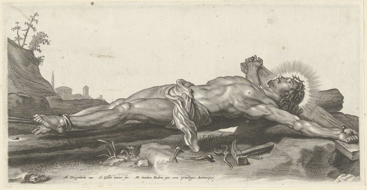 Korsfäste Kristus på marken av Cornelis Galle (II)