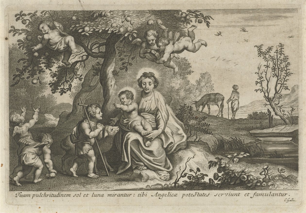 Maria med barnet och Johannes Döparen av Cornelis Galle (II)