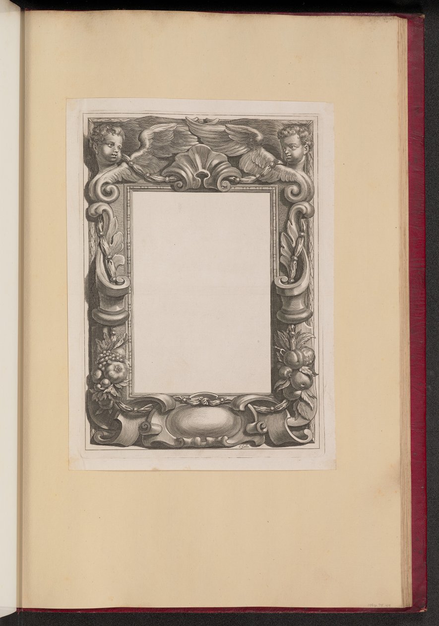 Gränsillustration med två putti och frukt av Cornelis Galle I