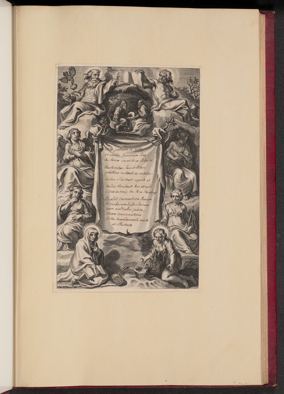 Titelsida för Heribert Rosweydes "Fädernas liv" av Cornelis Galle I after Sir Peter Paul Rubens