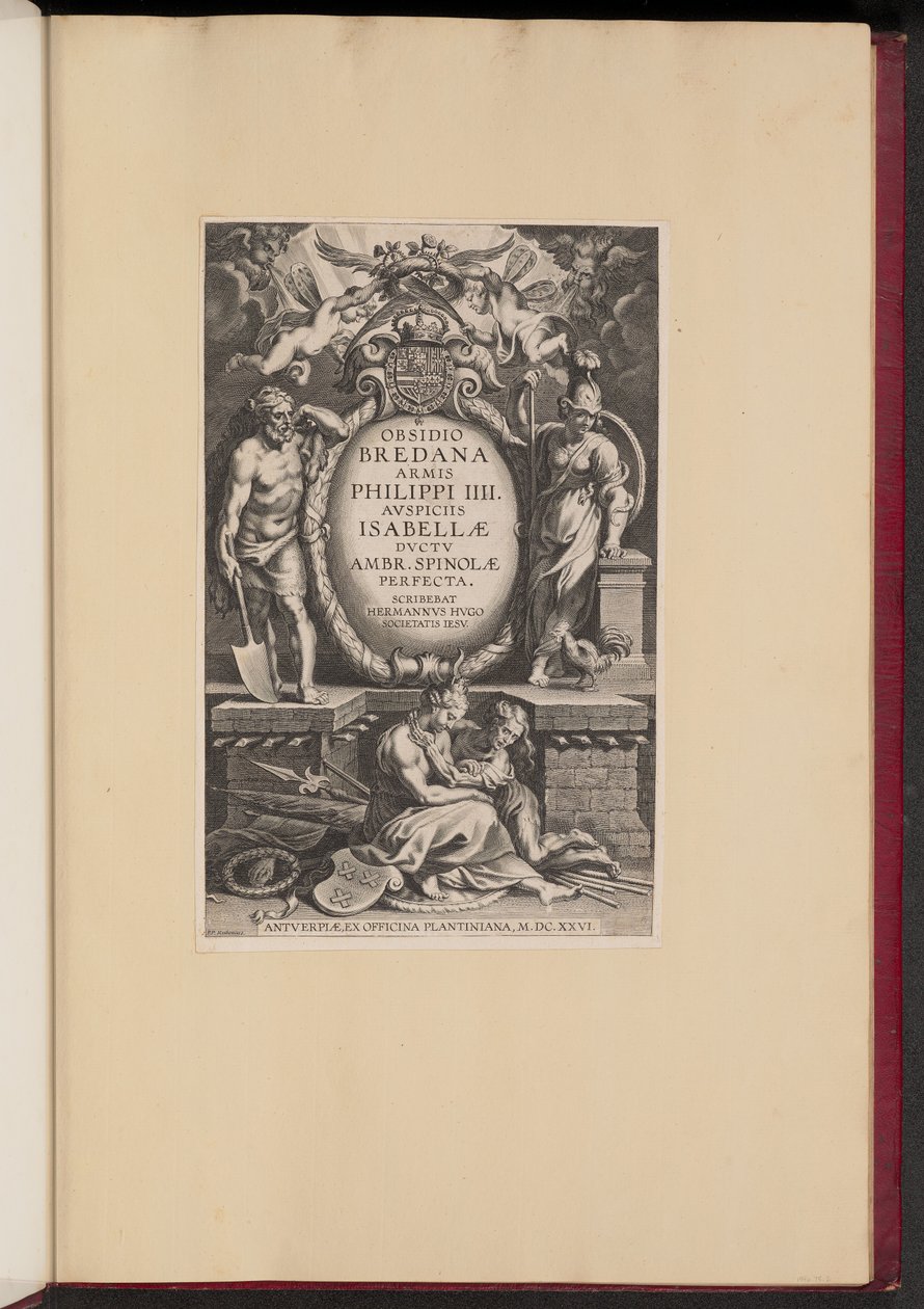 Titelsida för Herman Hugos "Bredanas belägring" av Cornelis Galle I after Sir Peter Paul Rubens