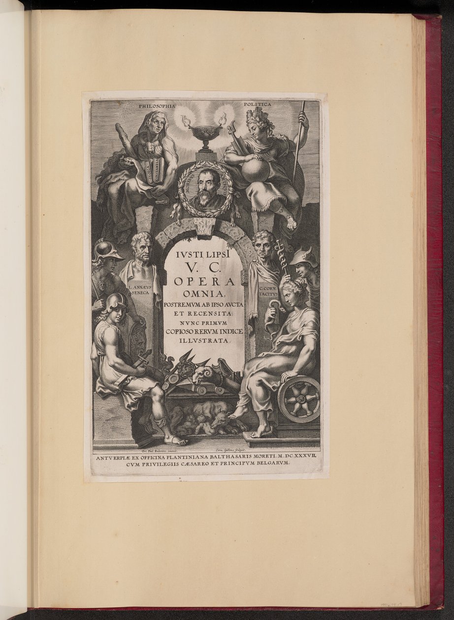 Titelsida för Justus Lipsius, Opera Omnia, I av Cornelis Galle I after Sir Peter Paul Rubens