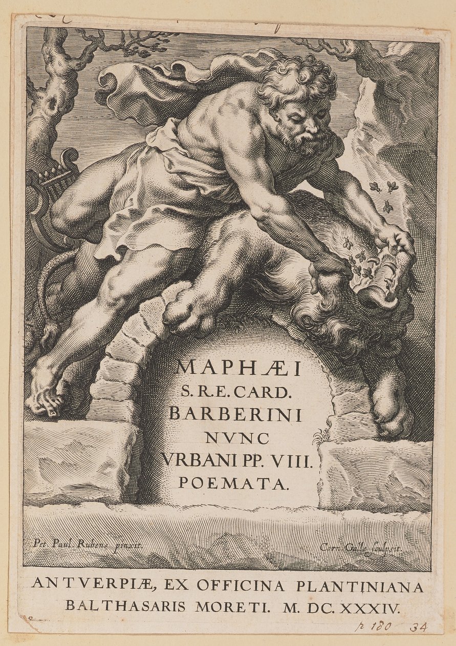 Titelsida för Maffeo Barbarian, Poems av Cornelis Galle I after Sir Peter Paul Rubens