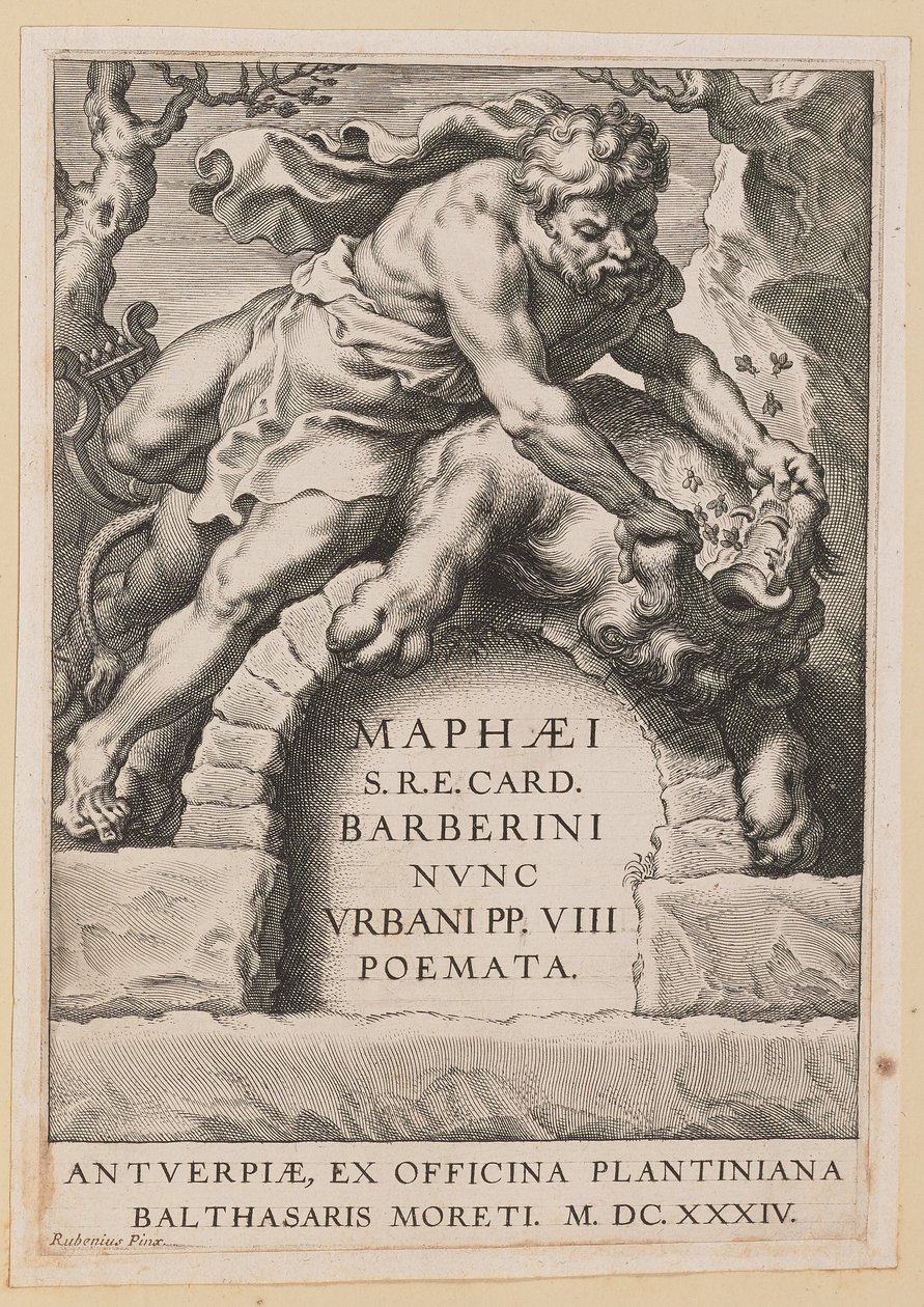 Titelsida för Maffeo Barbarian, Poems av Cornelis Galle I after Sir Peter Paul Rubens