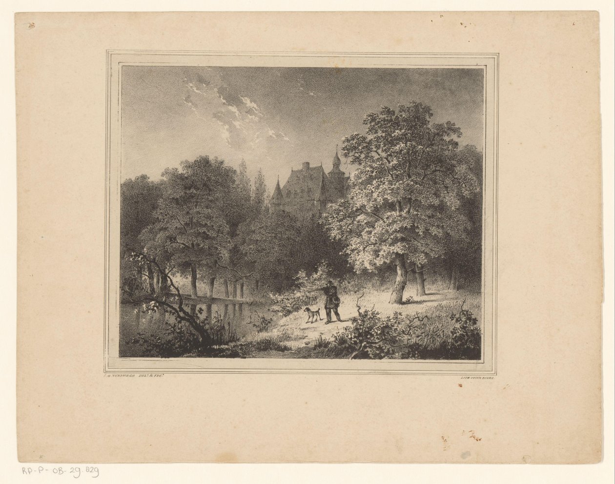 Jägare i en skog av Cornelis Gerrit Verburgh