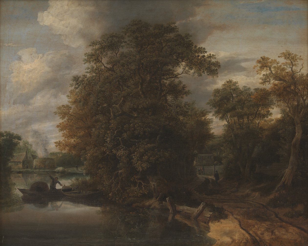 Landskap vid en flod. I bakgrunden en kalkugn av Cornelis Gerritsz Decker