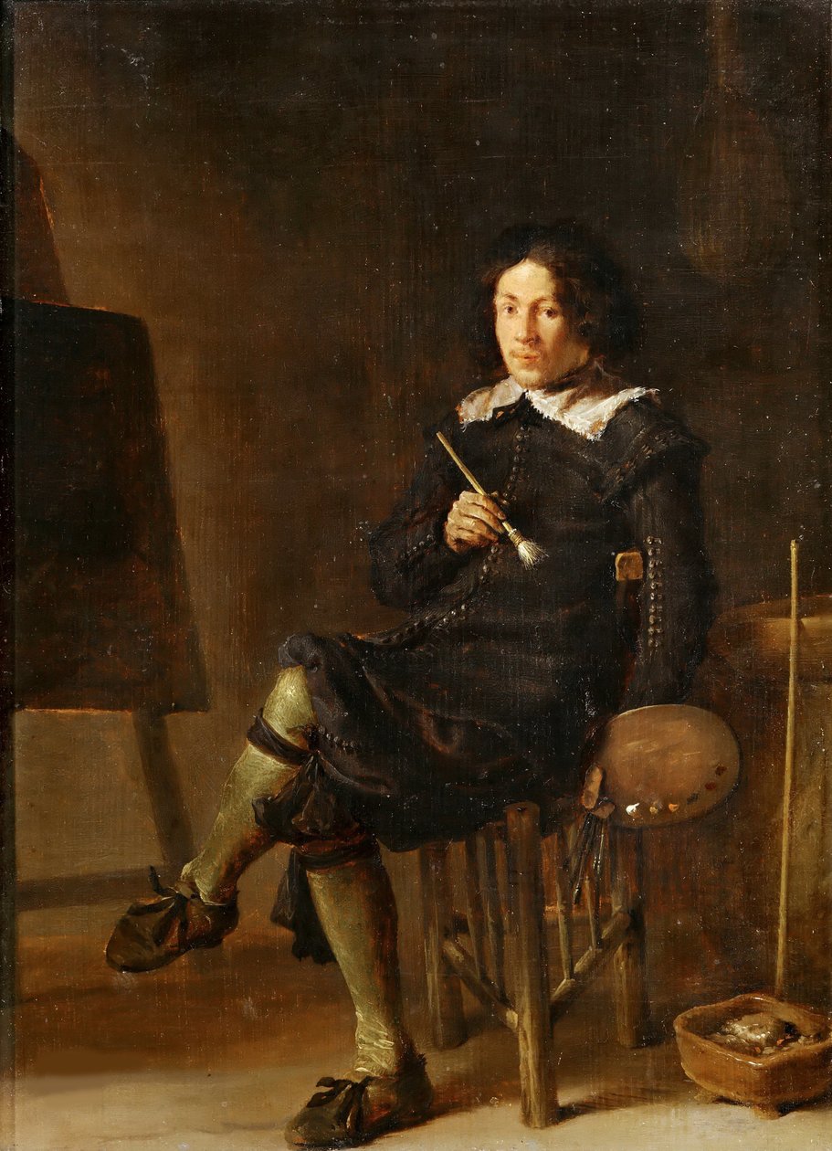 Självporträtt med staffli, 1629. av Cornelis Hermansz. Saftleven