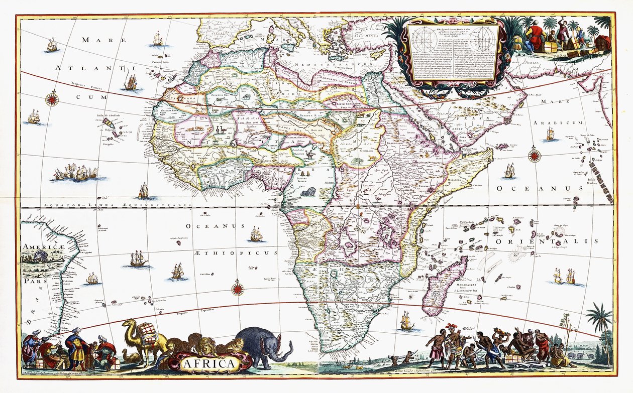 Karta över Afrika, ca 1696 (handfärgad gravyr) av Cornelis III Danckerts