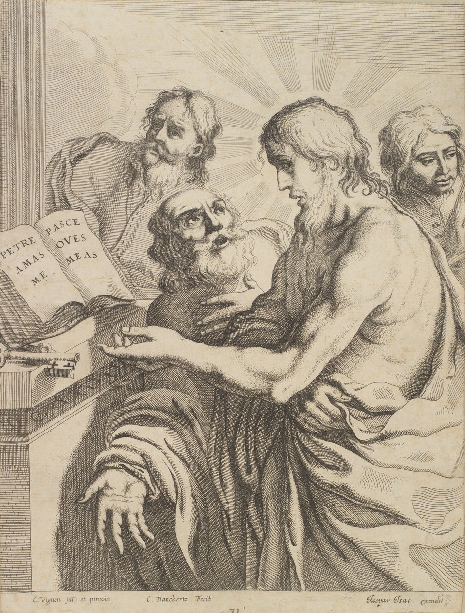 Kristus presenterar Petrus för nyckeln av Cornelis I Danckerts