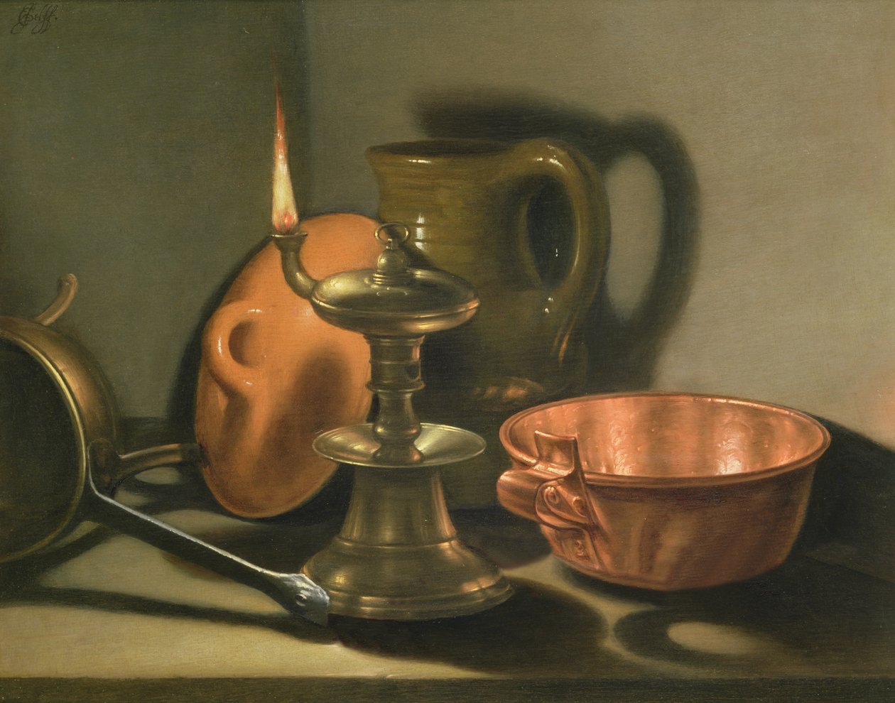 Ett stilleben med en oljelampa av Cornelis Jacobsz