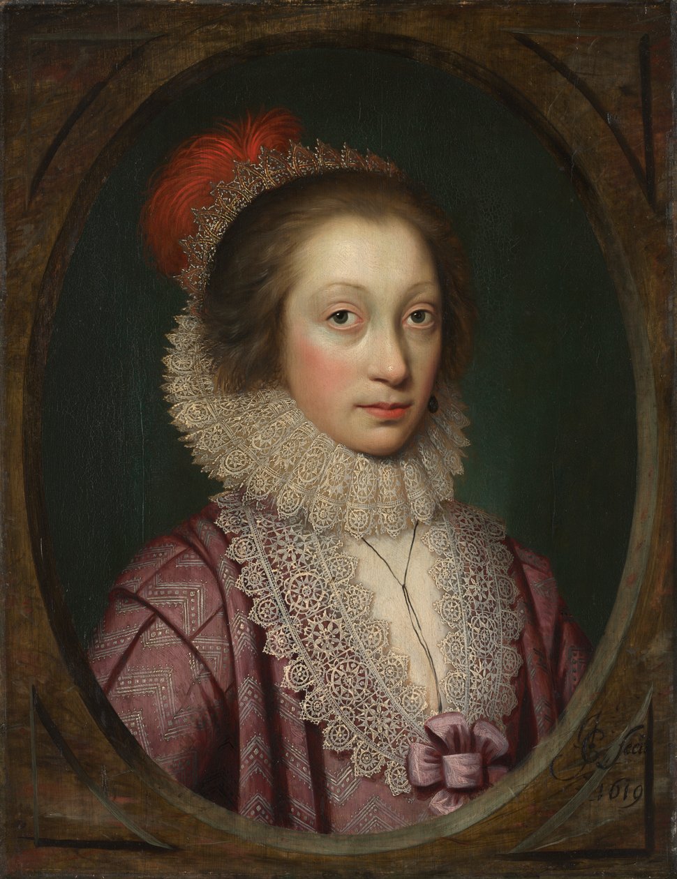Porträtt av en kvinna, möjligen Elizabeth Boothby av Cornelis Jonson (called Jonson van Ceulen)