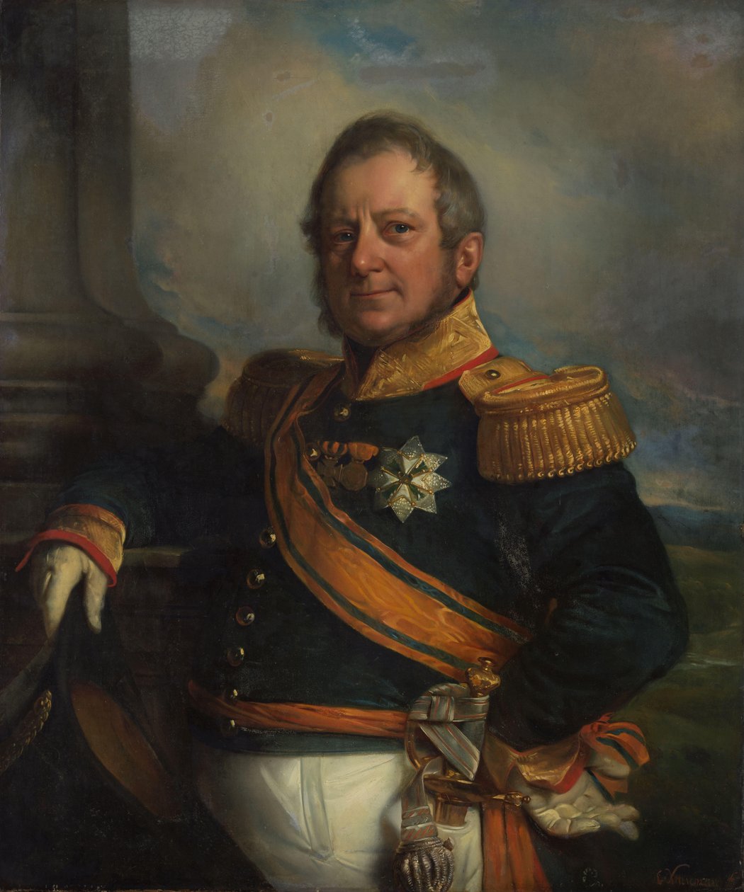 Porträtt av Hendrik Merkus, baron de Kock, arméchef och efter 1826 generallöjtnant i Nederländska Ostindien av Cornelis Kruseman