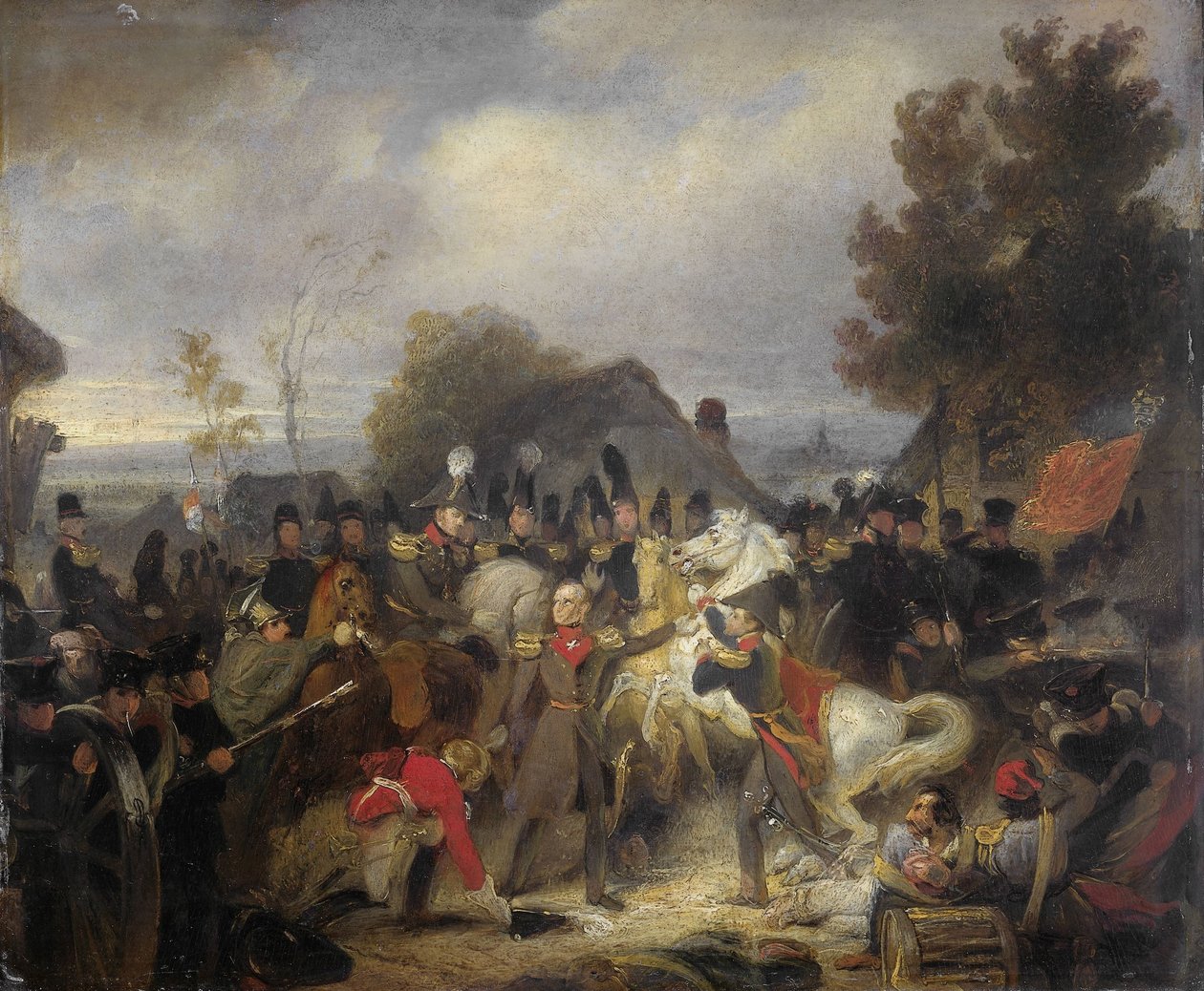 Prinsen av Orange byter sin skadade häst under förlovningen vid Boutersem av Cornelis Kruseman