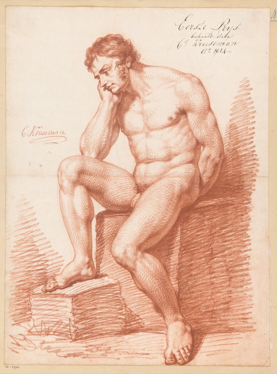 Sittande man naken, framifrån (1:a pris 1814) av Cornelis Kruseman