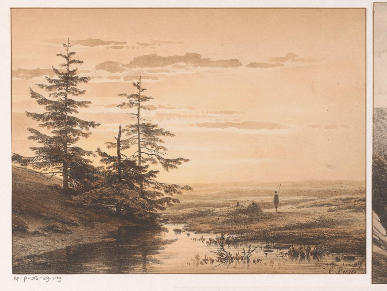 Landskap med solnedgång Solnedgång av Cornelis Lieste