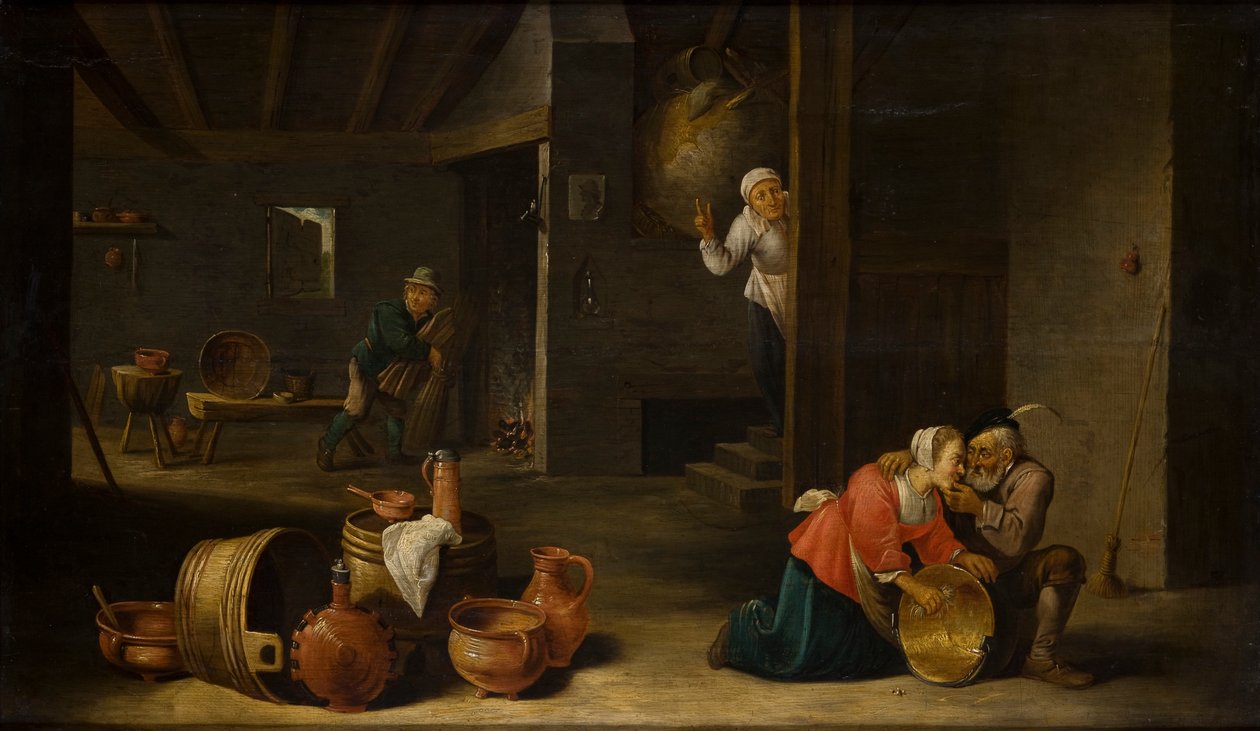 Obehaglig överraskning (felmatchat par) (olja på panel) av Cornelis Mahu