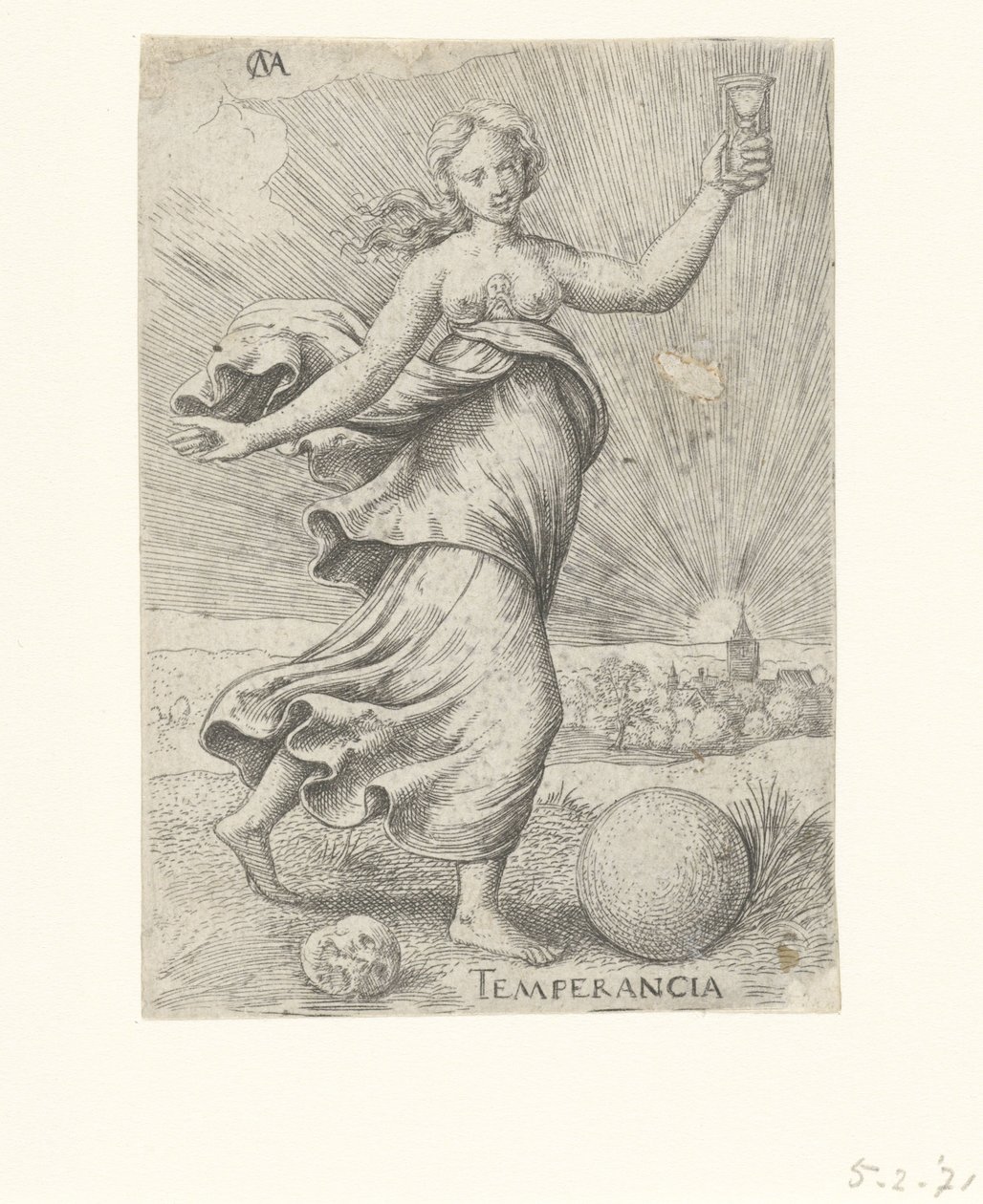nykterhet Temperancia (titel på objekt) Dygderna (serietitel) av Cornelis Massijs
