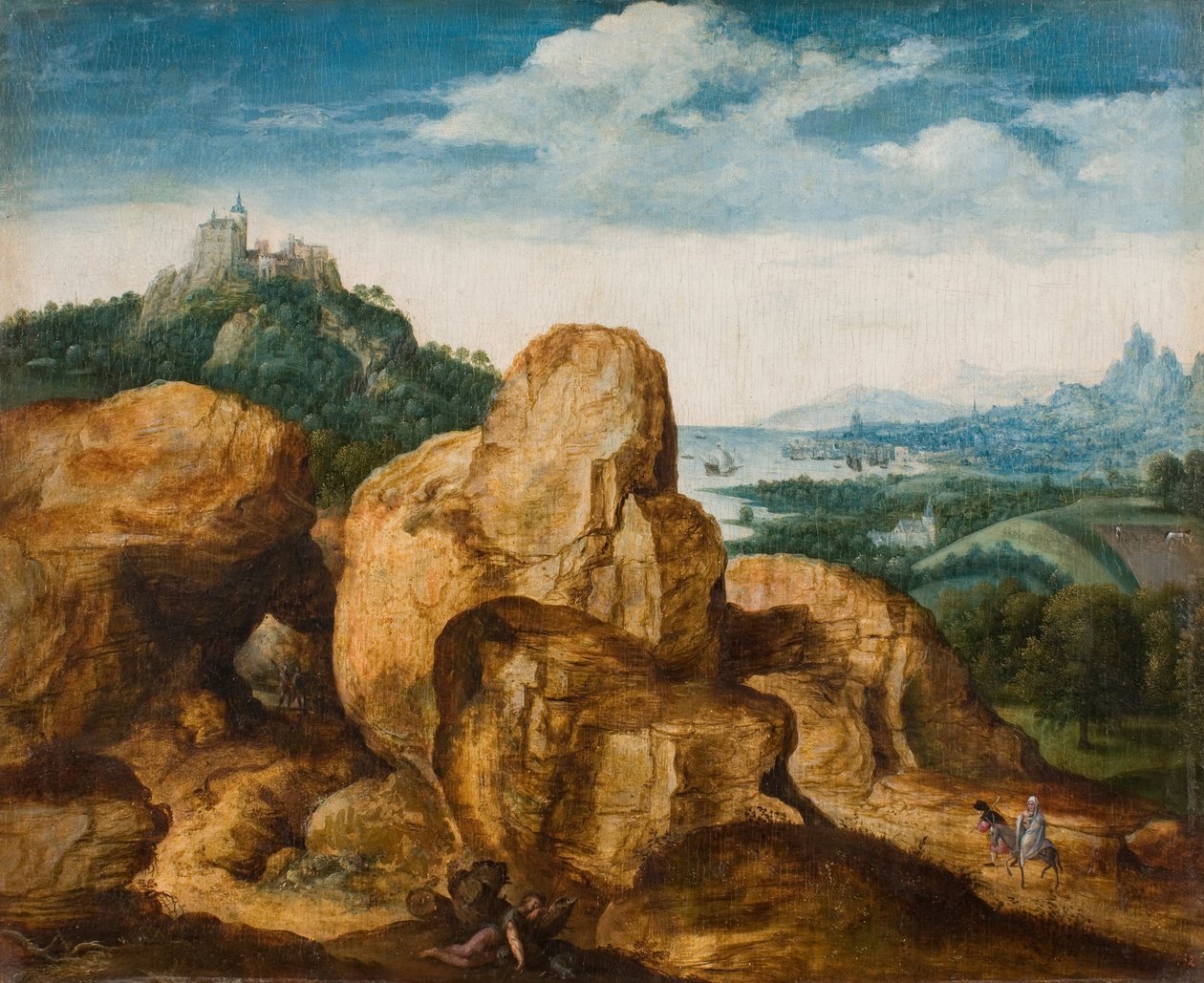 Landskap med flyg till Egypten, ca 1545 av Cornelis Massys