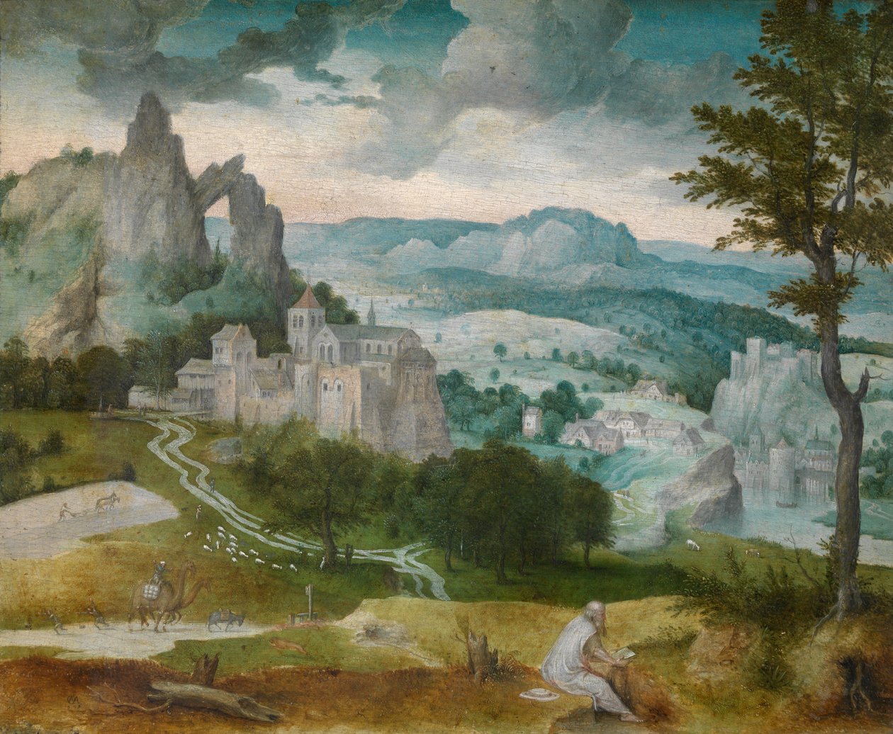 Landskap med Sankt Hieronymus av Cornelis Massys
